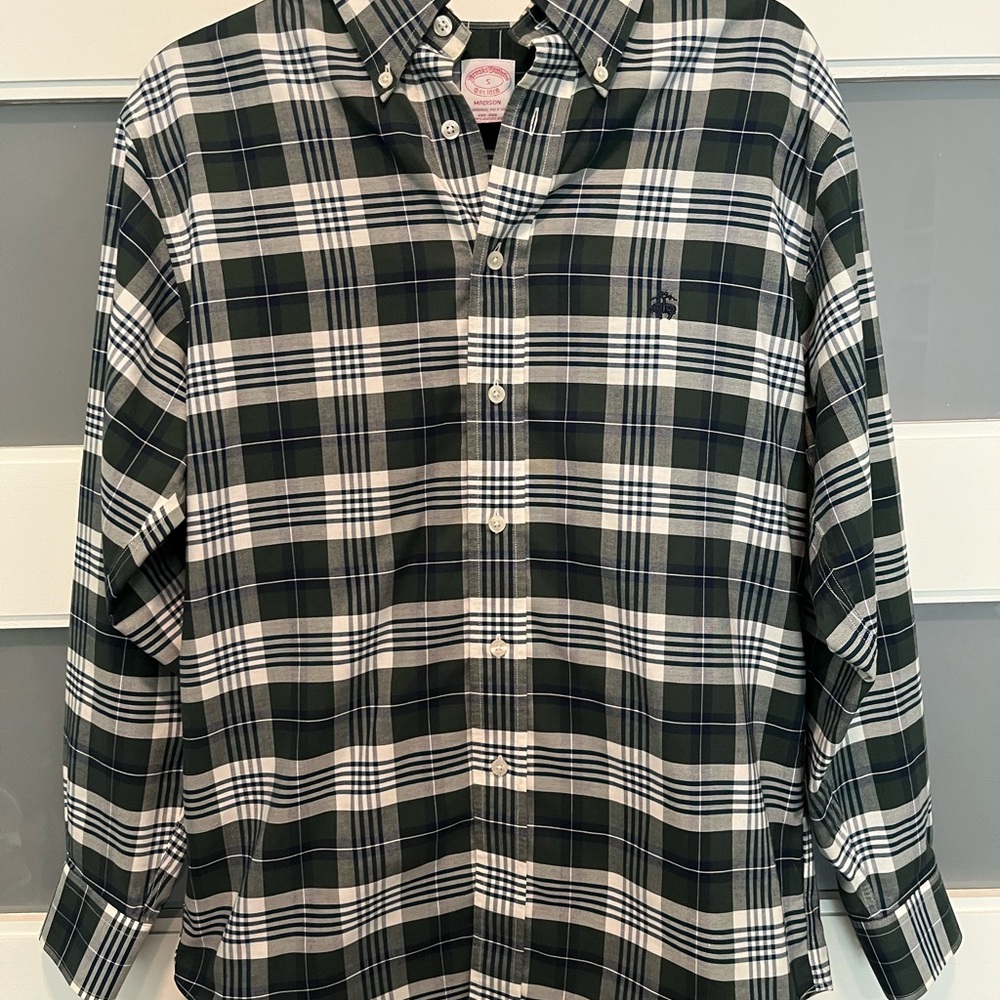 Brooks Brothers Madison Green and White Shirt